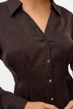 Vero Moda Vestidos-Vestido camisa com efeito acetinado Castanho