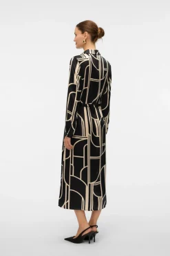 Vero Moda Vestidos-vestido camisa de cetim 7/8 Preto