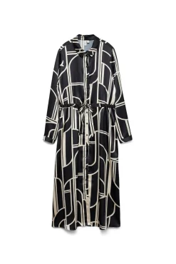 Vero Moda Vestidos-vestido camisa de cetim 7/8 Preto