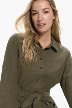 Vero Moda Vestidos-Vestido camisa de veludo cotelê Verde