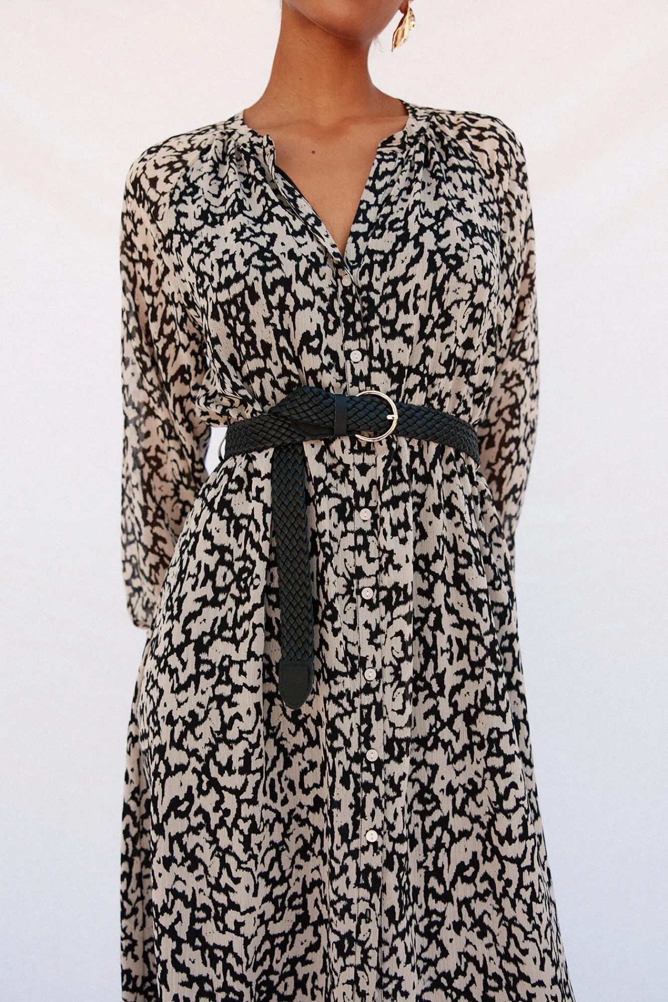 Cortefiel Vestidos-Vestido camisa estampado com cinto Multicolorido