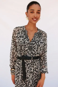 Cortefiel Vestidos-Vestido camisa estampado com cinto Multicolorido