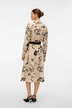 Vero Moda Vestidos-Vestido camisa esvoaçante Tostado