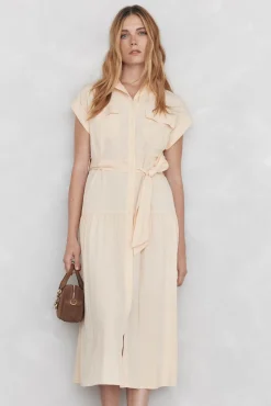 Pedro del Hierro Vestidos-Vestido camisa mangas comprimento midi Amarelo