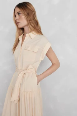Pedro del Hierro Vestidos-Vestido camisa mangas comprimento midi Amarelo