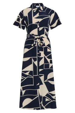 Vila Vestidos-Vestido camisa midi com nó Azul