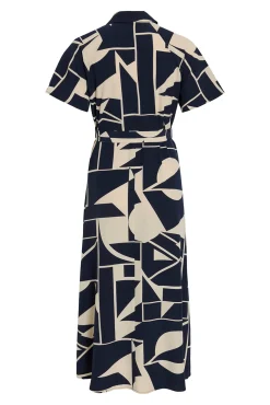 Vila Vestidos-Vestido camisa midi com nó Azul