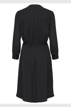 Selected Vestidos-Vestido camisero de manga larga confeccionado con materiales reciclados. Preto