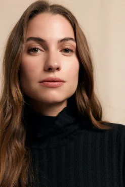 Slowlove Vestidos-Vestido canelado de gola alta Preto