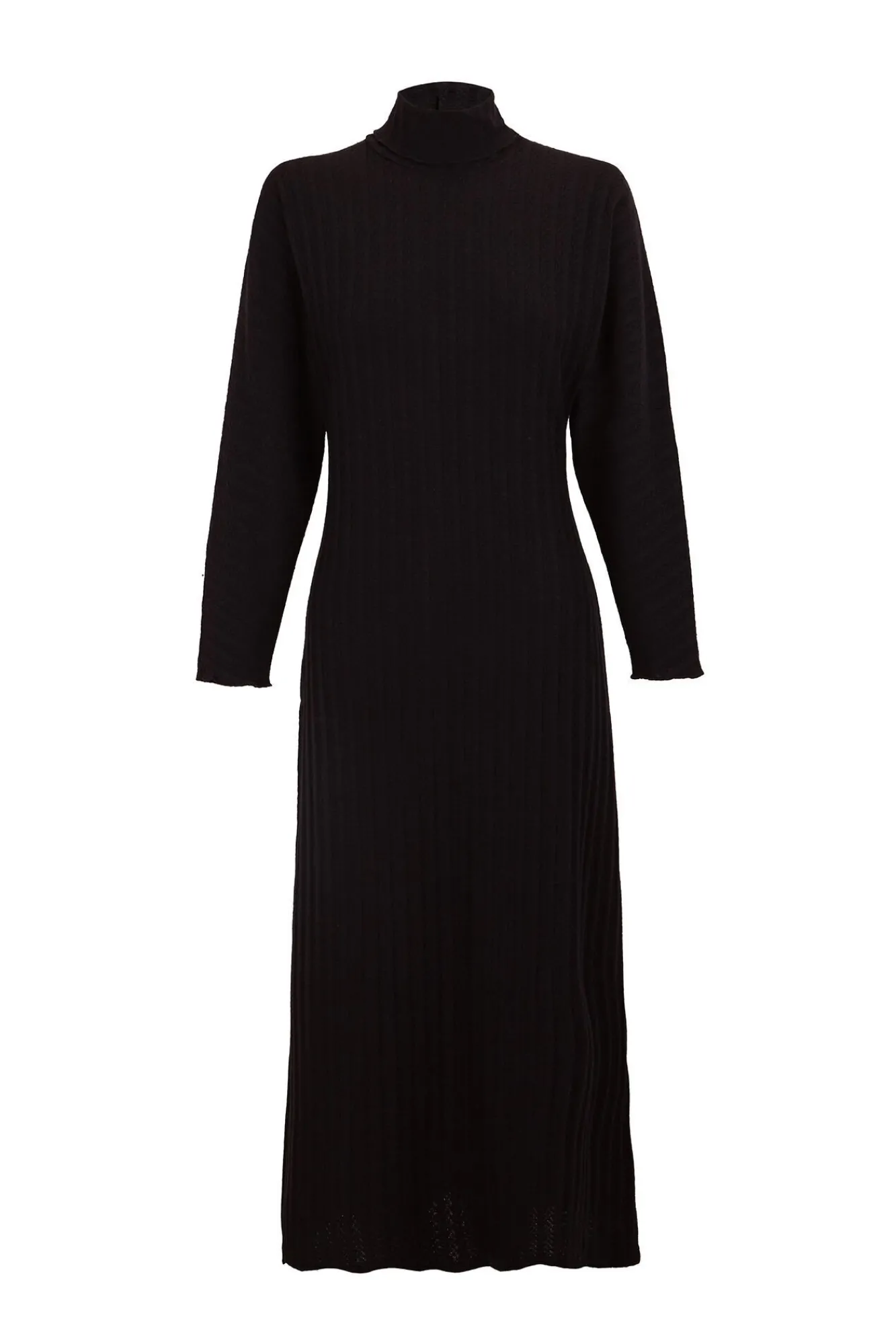 Slowlove Vestidos-Vestido canelado de gola alta Preto