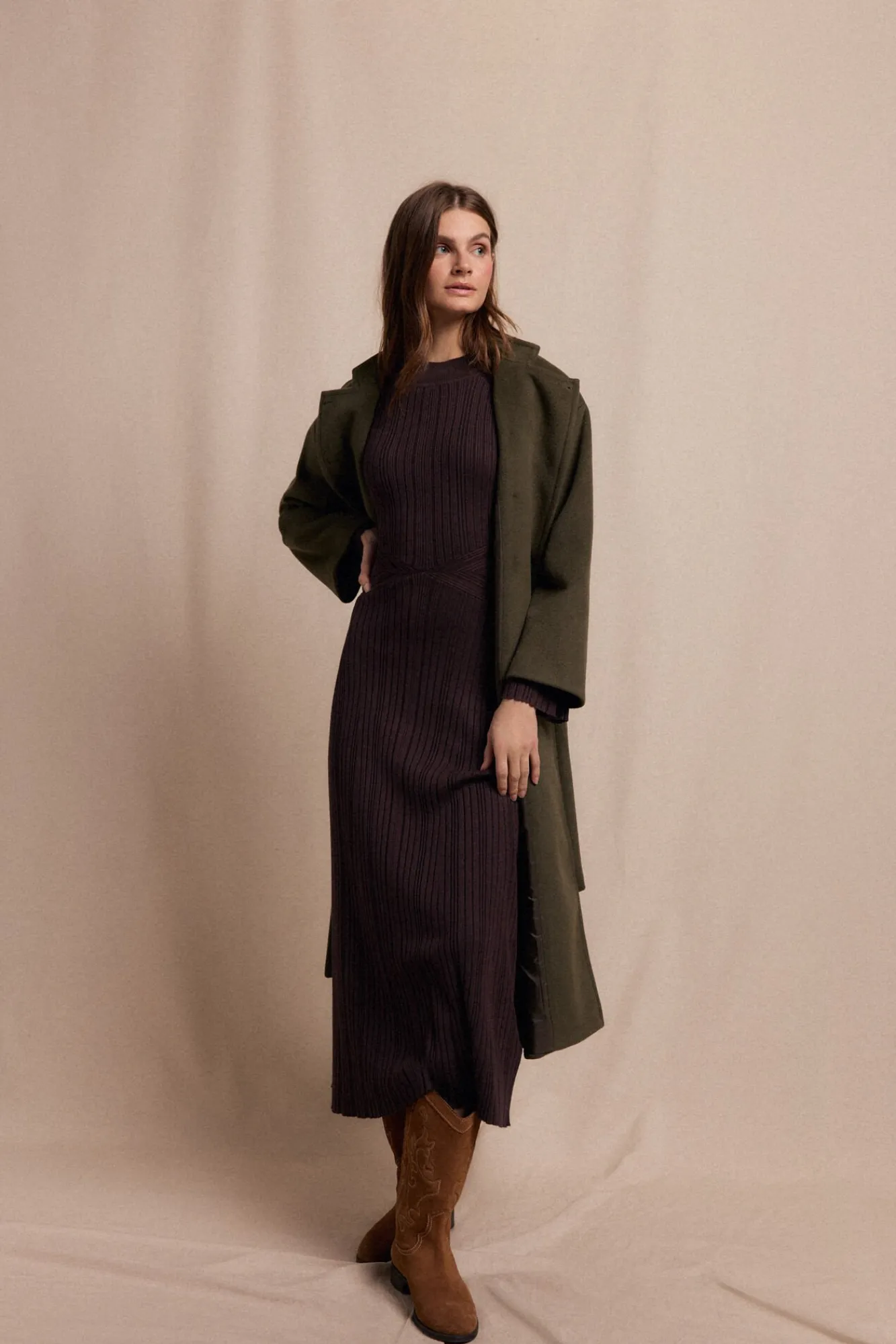 Slowlove Vestidos-Vestido canelado Perkins Castanho