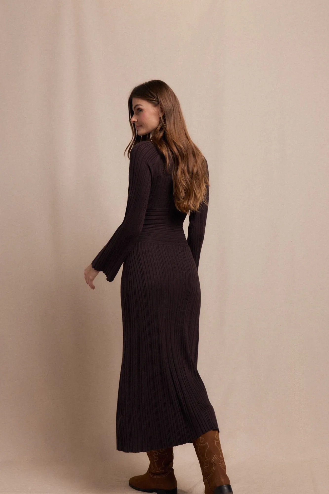 Slowlove Vestidos-Vestido canelado Perkins Castanho