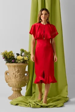 Silbon Vestidos-Vestido capa jacquard coleção evento Vermelho