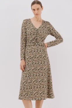 Cortefiel Vestidos-Vestido cinto Tostado