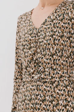 Cortefiel Vestidos-Vestido cinto Tostado