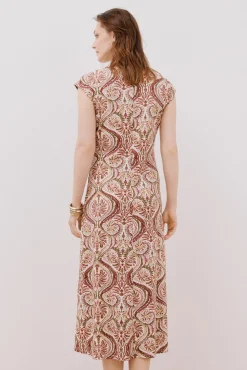 Cortefiel Vestidos-Vestido com decote em bico contrastante Multicolorido