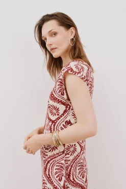 Cortefiel Vestidos-Vestido com decote em bico contrastante Granada