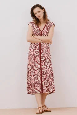 Cortefiel Vestidos-Vestido com decote em bico contrastante Granada