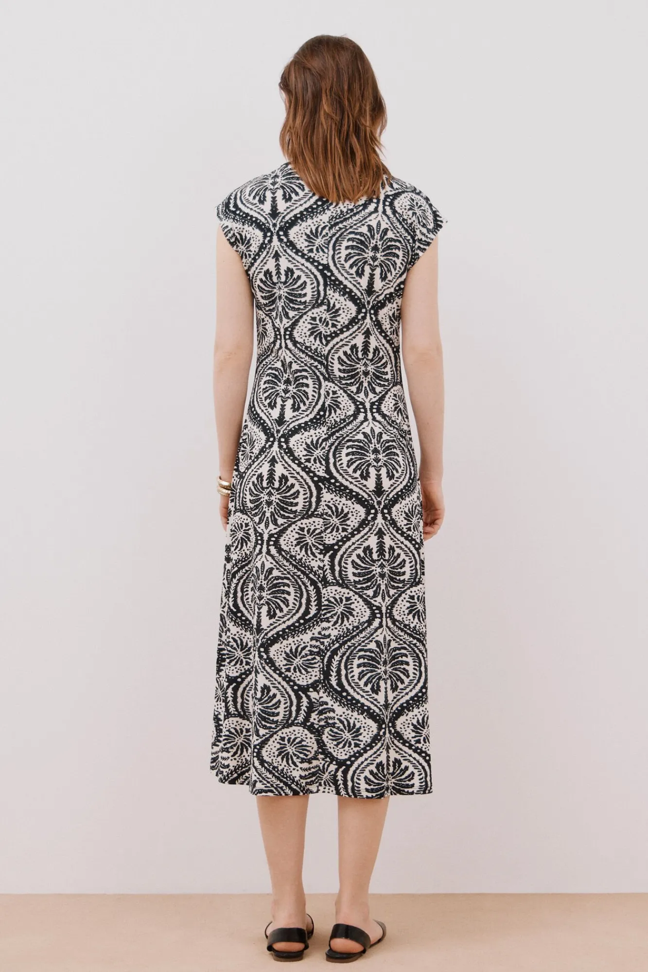 Cortefiel Vestidos-Vestido com decote em bico contrastante Impressão