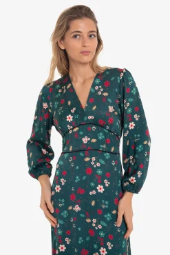 Cuplé Vestidos-Vestido com estampado asiática Multicolorido