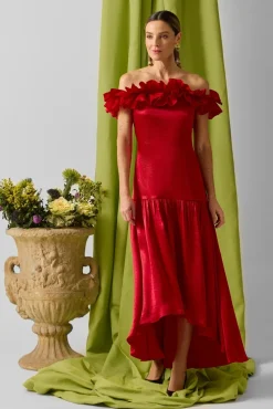 Silbon Vestidos-Vestido com folho da coleção Event Vermelho