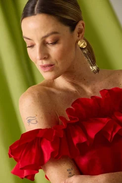 Silbon Vestidos-Vestido com folho da coleção Event Vermelho