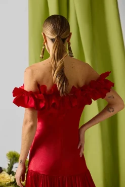 Silbon Vestidos-Vestido com folho da coleção Event Vermelho