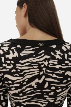 Cuplé Vestidos-Vestido com malha Impress&atilde;o