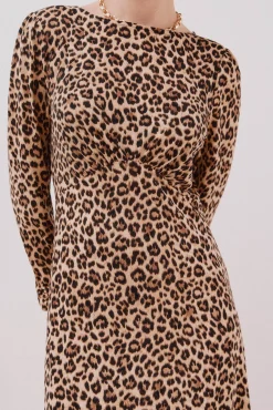 Cortefiel Vestidos-Vestido com peito franzido Tostado