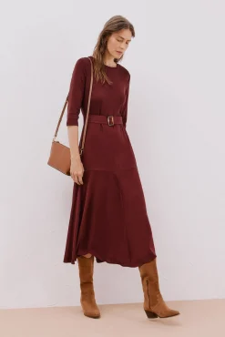 Cortefiel Vestidos-Vestido combinado com cinto Granada