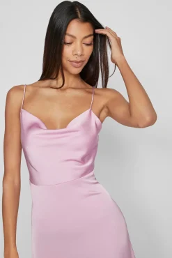 Vila Vestidos|Camisolas-Vestido comprido acetinado com decote drapeado Roxo