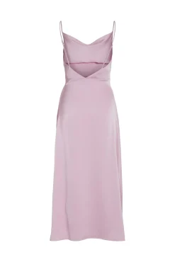 Vila Vestidos|Camisolas-Vestido comprido acetinado com decote drapeado Roxo