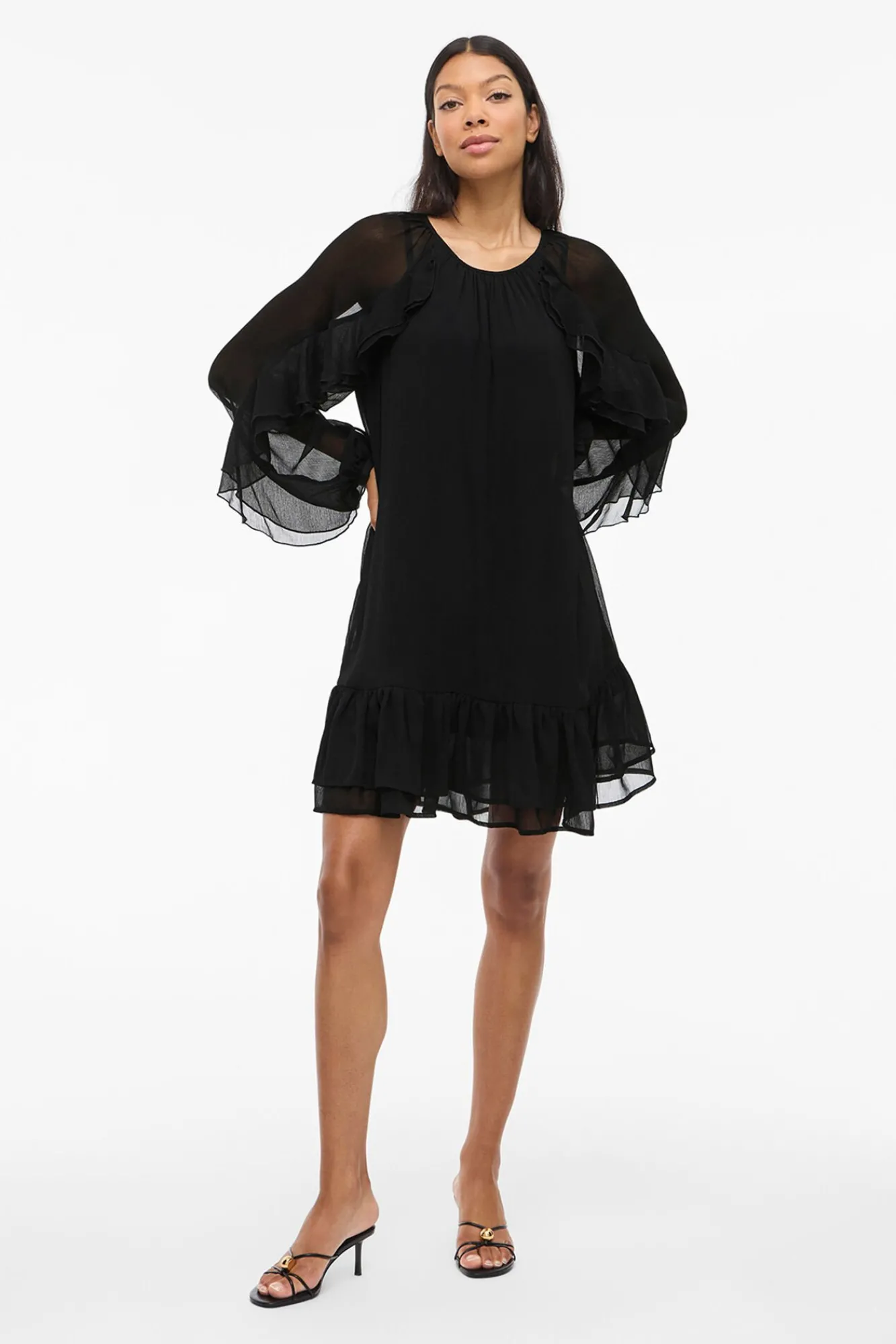 Vila Vestidos-Vestido curto com babados Preto