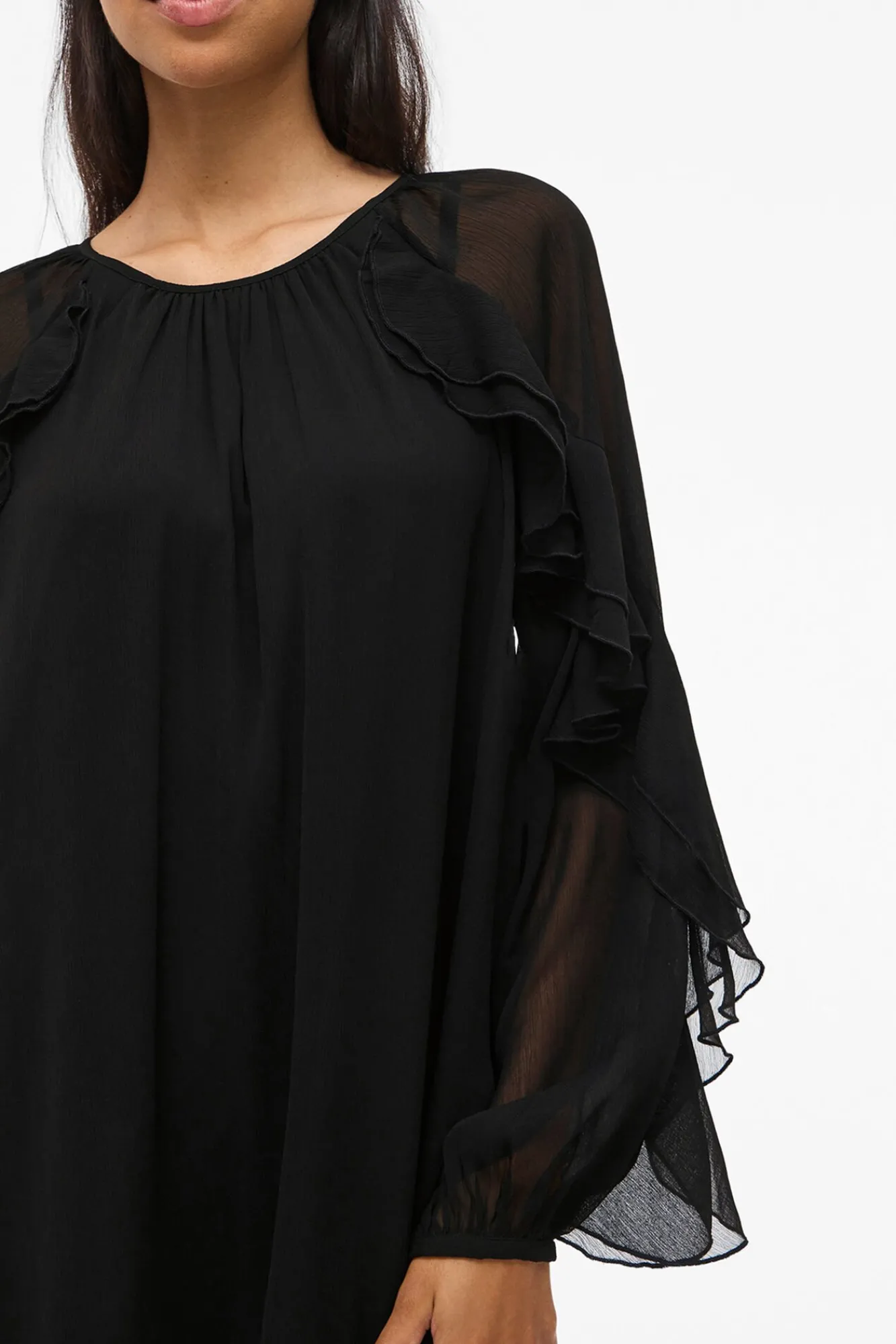 Vila Vestidos-Vestido curto com babados Preto