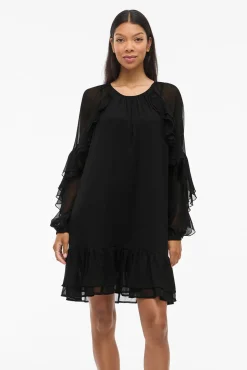 Vila Vestidos-Vestido curto com babados Preto