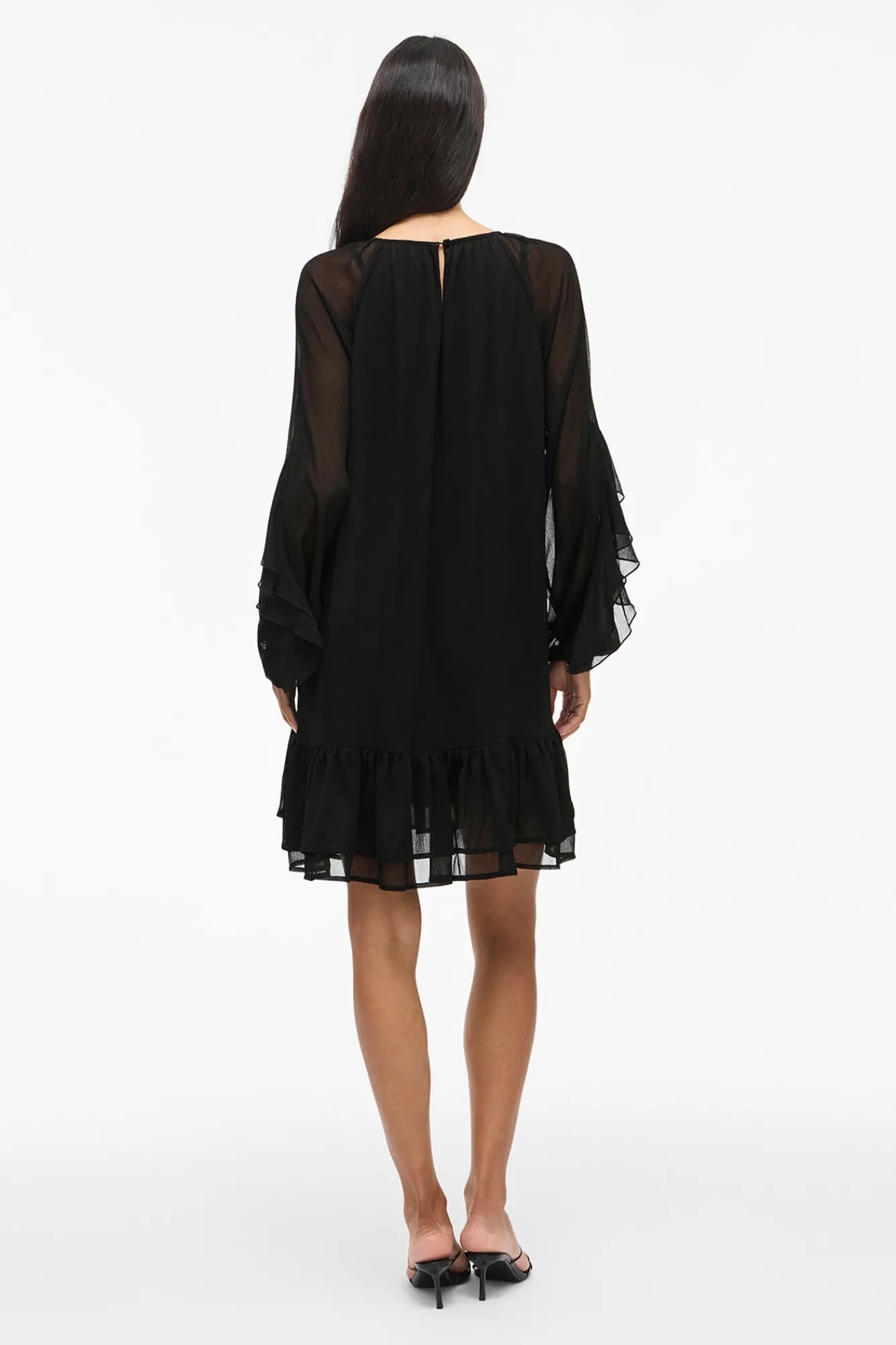 Vila Vestidos-Vestido curto com babados Preto