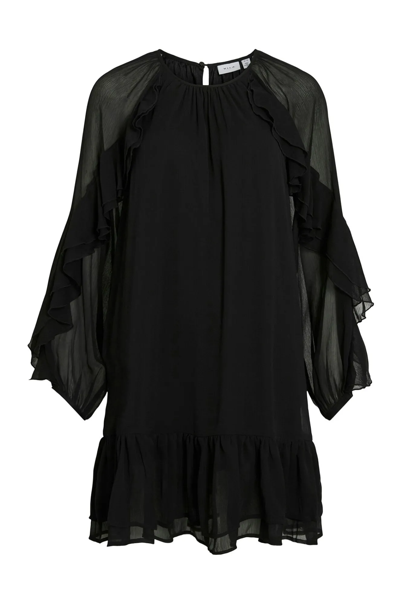 Vila Vestidos-Vestido curto com babados Preto