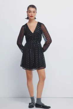 Springfield Vestidos-Vestido curto com detalhes em lurex preto