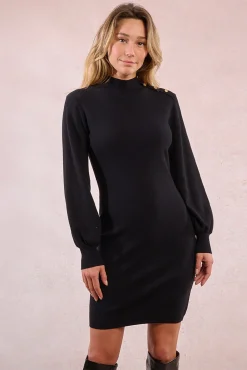 Molly Bracken Vestidos-Vestido curto com manga compridas e detalhe de botões Preto