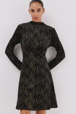 Cortefiel Vestidos-Vestido curto com toques brilhantes Preto