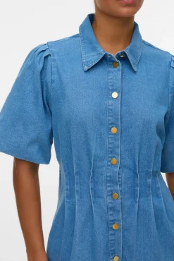 Vero Moda Vestidos-Vestido curto de algodão Azul