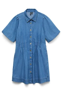 Vero Moda Vestidos-Vestido curto de algodão Azul