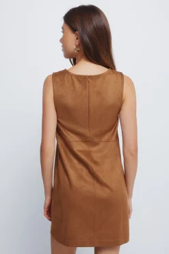 Springfield Vestidos-Vestido curto de camurça evasê cru