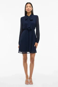 Vila Vestidos-Vestido curto de chiffon Azul