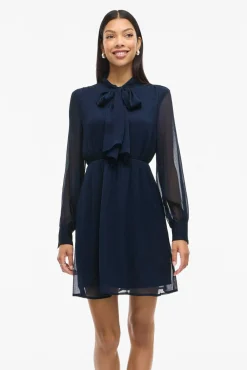 Vila Vestidos-Vestido curto de chiffon Azul