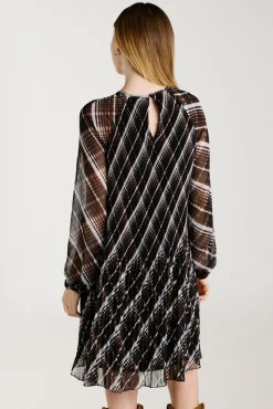 Vila Vestidos-Vestido curto de chiffon plissado Preto