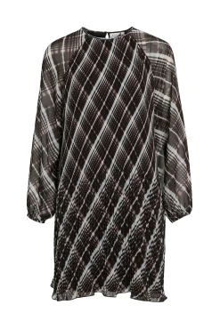 Vila Vestidos-Vestido curto de chiffon plissado Preto