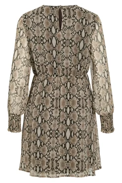 Vila Vestidos-Vestido curto de chiffon com estampado de cobra Castanho