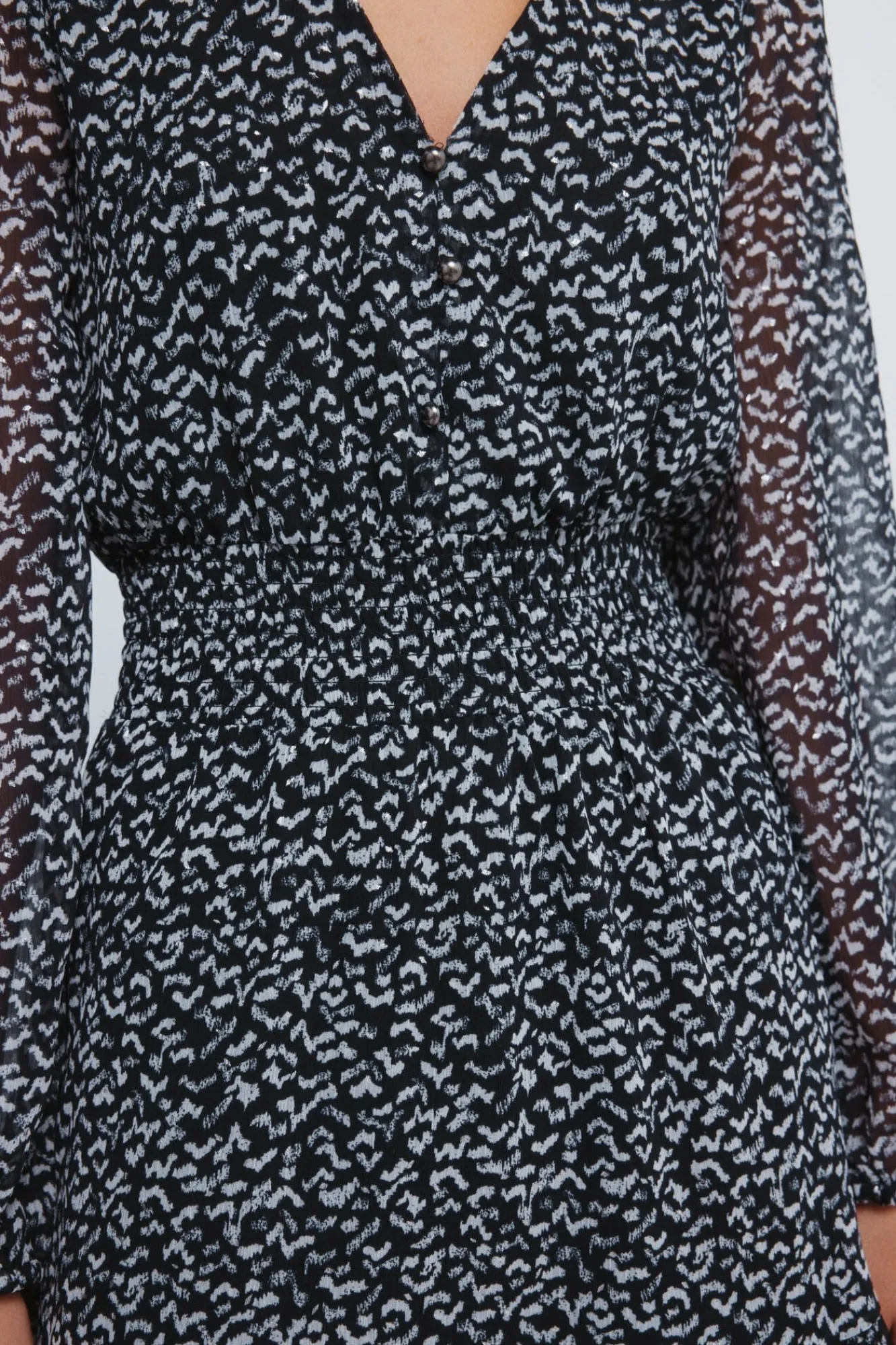 Springfield Vestidos-Vestido curto de chiffon estampado preto