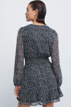 Springfield Vestidos-Vestido curto de chiffon estampado preto